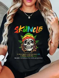 100% Cotton Unisex Funny Retro Vintage Uncle Skunkle Weed Smoker T-Shirt Casual Top
