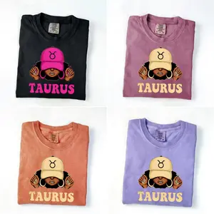 Comfort Colors All 12 Zodiac Zodiac VibesT-Shirt – Mixed Texture Hat Graphic, Complete Horoscope Collection with Bold Patterned Text, Unisex Astrology Gift for Men & Women- DarkFlex