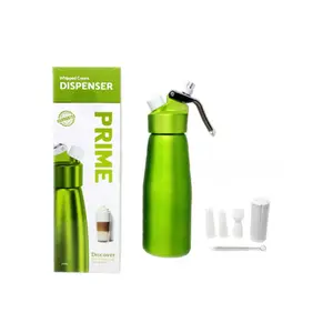 Prime Whipped Cream Dispenser Stainless Steel Nozzles & Cleaning Brush for Home & Professional Use