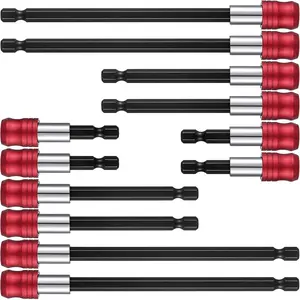 12 Pcs Drill Bit Extension Set Magnetic Drill Extension Bit Holder 1/4 Inch Hex Shank Quick Release Screwdriver Extender Adapter for Screws Nuts Handheld Driver 3 Sizes