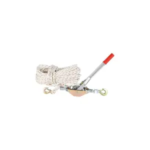 VEVOR Rope Puller, 3/4 Ton (1, 653 lbs) Pulling Capacity, with 100' of 0.6 dia. Rope, 2 Hook, Come Along Winch, Heavy Duty Ratchet Power Puller Tool for Moving Boats, Securing Items, Transporting Logs