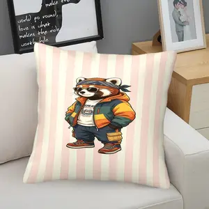 Red Panda Themed Single-Sided Printed Pillow, 1 Piece Includes Pillow Core, Seasonal Decorative Item, Suitable For Teenagers And Adults, Sofa, Bed, Living Room, Dormitory Scene