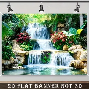2D Flat Banner, 1pc Waterfall Polyester Backdrop - Multipurpose General Use Banner for Photography, Birthday, Cake Table, Photo Booths, Wall Decor, Home Decor Gifts - Durable