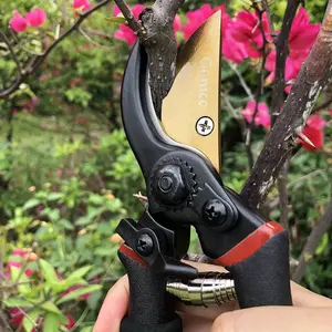 Professional carbon steel pruning shears with sharp SK-5 blades and a comfortable grip. Ideal for home gardening and floral art