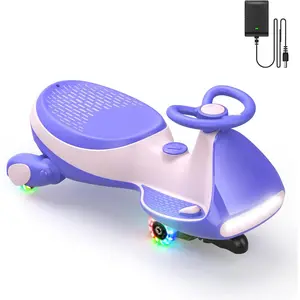 N7 Classic Electric Wiggle Car with Pedal, Rechargeable Battery, Ride on Toys, Swing Car, 2 Speeds, Anti-Rollover, Flashing Light Wheels, Bluetooth, Ages 3+, 150 Lbs, Pink