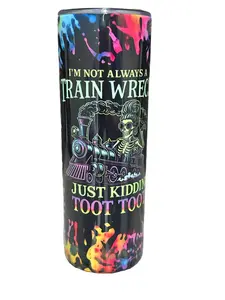 Tie Dye - Train Wreck - 20oz oz 20 oz. 20oz. - Skinny Straight Sublimation Tumbler - Amy's Tumbler Junkies - Your Favorite Tumbler Shop!