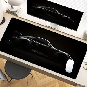 Dark Silhouette Sports Car Desk Pad Gaming Mousepad XXL Mouse Pad For Laptop Desk Mouse Pad Extra Large With Non-Slip Rubber Base Stitched Edges Surface For PC Gamers Office Workers & Home Use As Christmas Gift