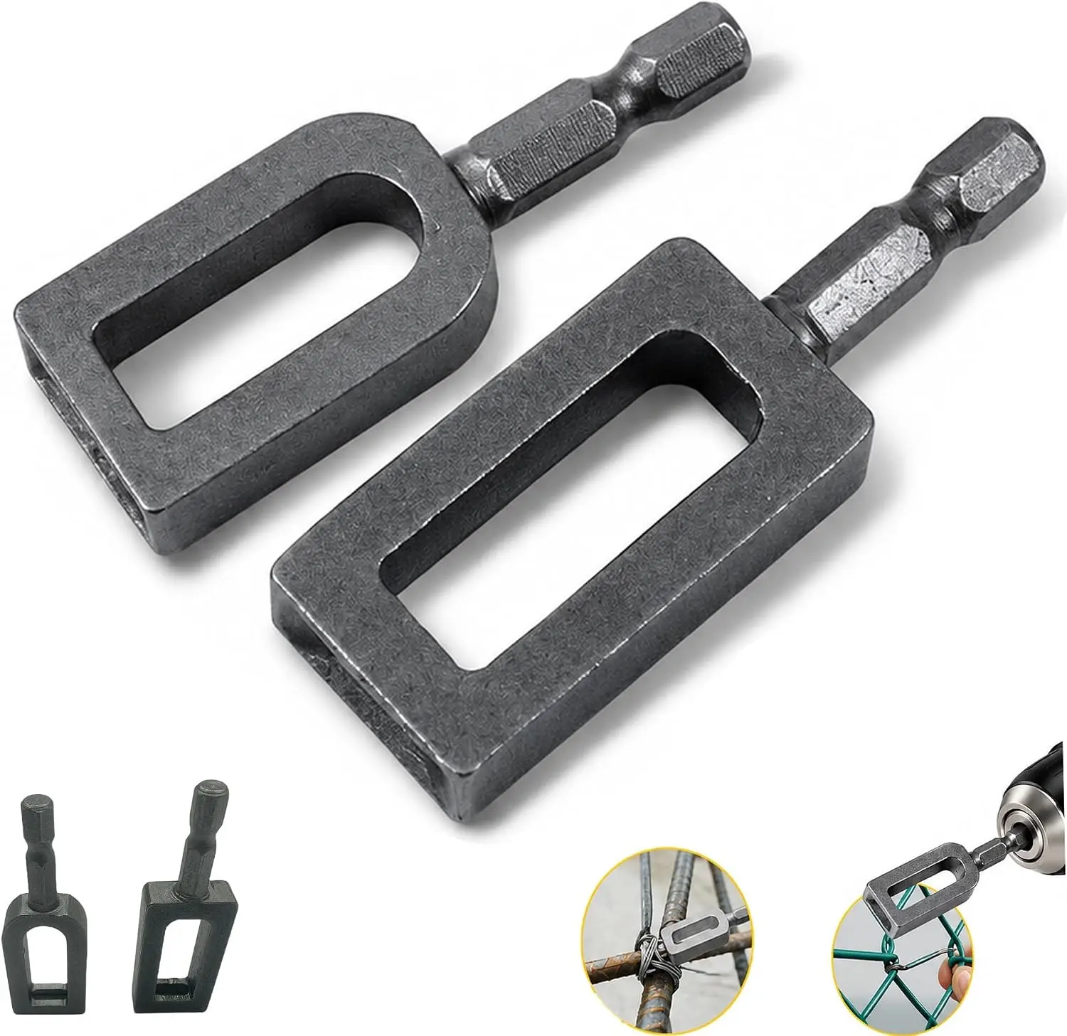 Wire Twister Tool for Drill, 5 PCS Electric Drill Wire Twisting Tool with 1/4" Hex Shank, Heavy Duty Steel Wire Twisting Attachment for Fence Repair, Rebar Tying, Electrical Hand Tools