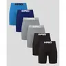 PSD Mens Navy Core Boxer Brief 6 Pack - Standard Length 7 Inch Inseam, Soft and Breathable Cotton Fabric