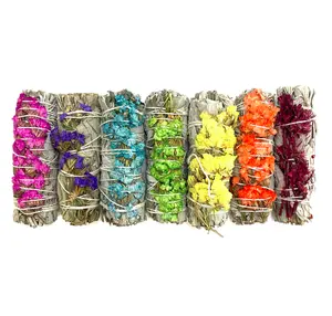 7 WHITE SAGE WITH SINUATA FLOWER 4" KIT Long-lasting Pack Freshener Fragrance Scent Scented