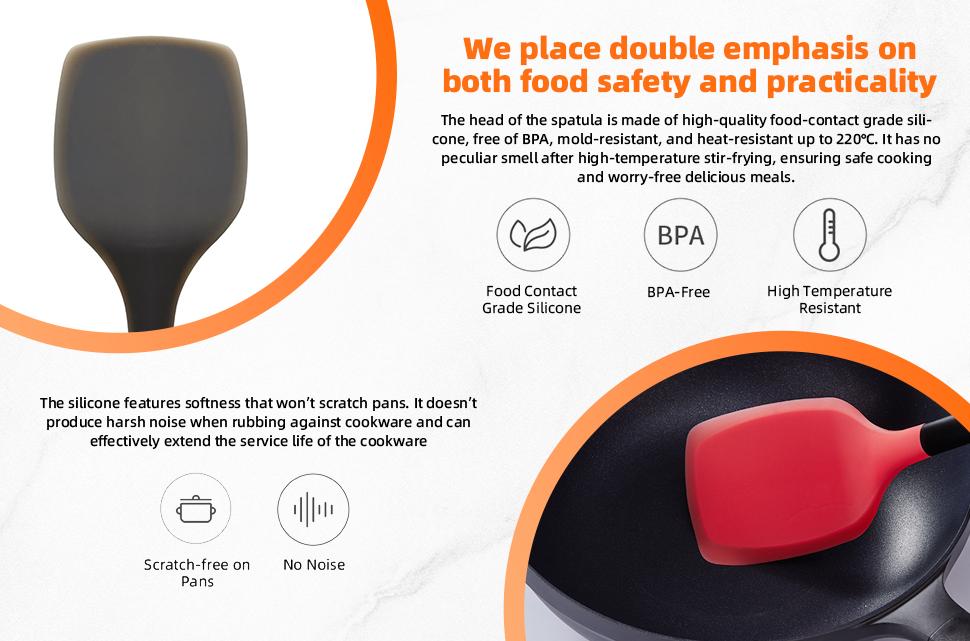 Food‑Grade Silicone Spatula, Heat‑Resistant Non‑Scratch Kitchen Utensil, Durable Cooking Tool for Non‑Stick Pans
