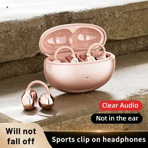 Lightweight Comfort Open Ear Clip Wireless Earbuds, 24H Play Bluetooth 5.4 Headphones with Smart Digital Display Design Fit Sports Running, Workout