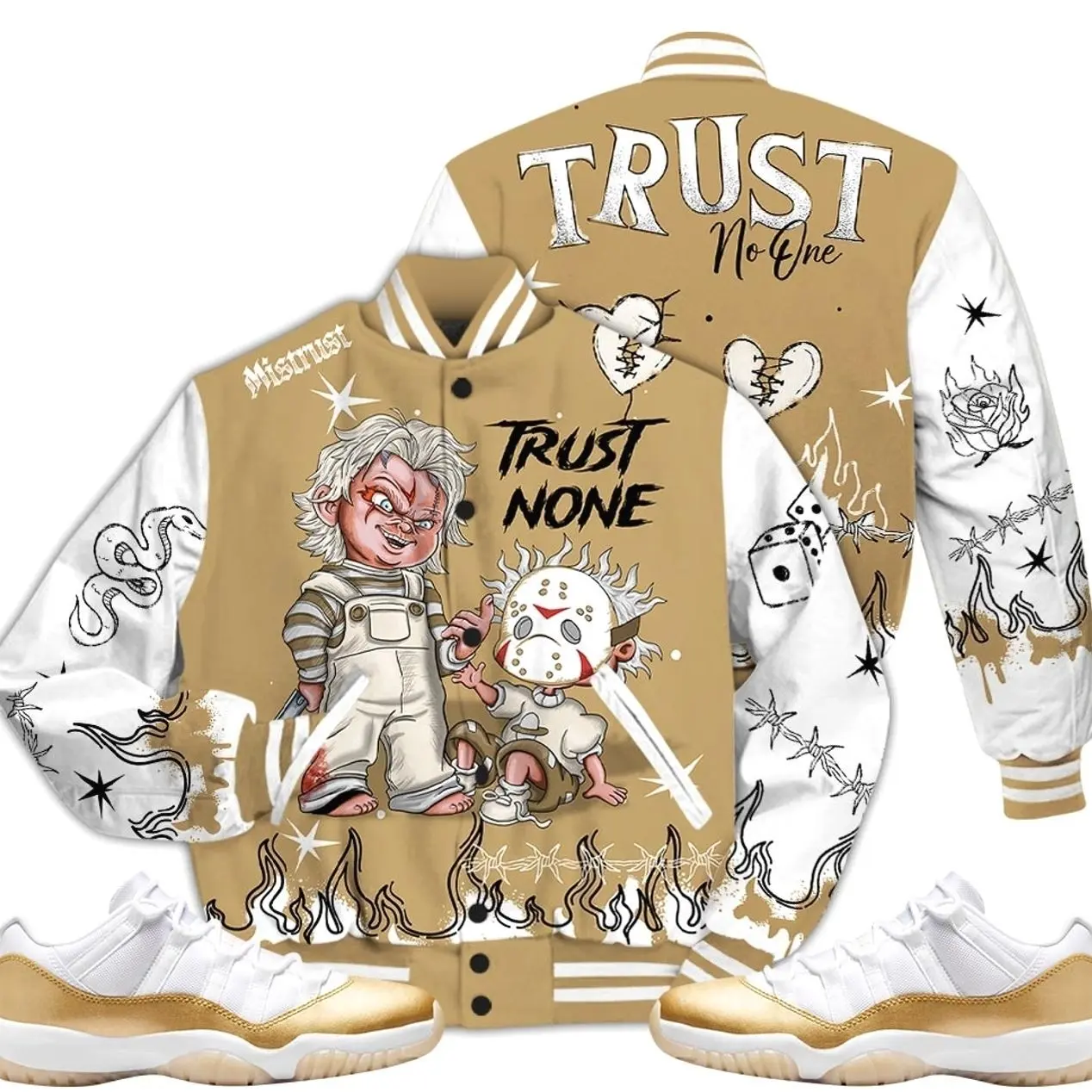 Low Mother Day 11s Outfit Varsity Jacket, Scary Trust No One Shirts To Match Sneaker Streetwear