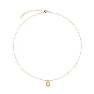 Wholesale jewelry: 18K Gold-Plated Copper French Light Luxury Simple Versatile Pea Natural Freshwater Pearl Pendant Necklace