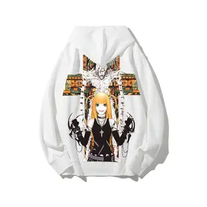 Death Note Misa Amane and L Hoodie Anime Graphic Japanese Style Clean Minimal Streetwear Unisex Couple Outfit Soft Cotton Fall Winter Gift