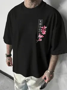 Must-Have for Trendy Men! Dual Print Design Short Sleeve T-Shirt, Casual Loose-Fitting Long Tee, Stylish Graphic Letters Pattern