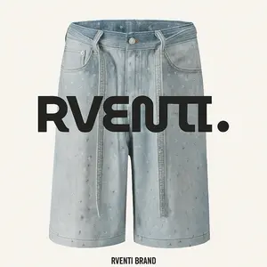 RVENTI | Rhinestone Acid Washed Jorts | Denim Shorts | American / European