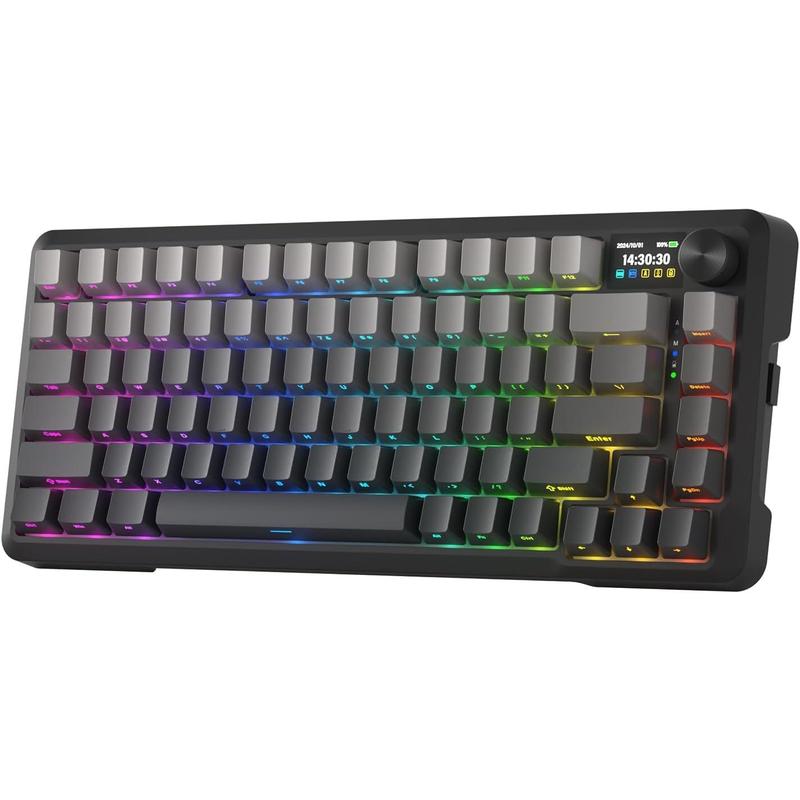 Redragon K724 PRO Wireless Gasket Gaming Keyboard w/Hype 1.14’’ TFT Screen & Knob, 81-Key 75% Mechanical Keyboard, 5-Layer Noise Dampening, Hot-Swap South-Facing RGB Socket, Gradient PBT Keycaps