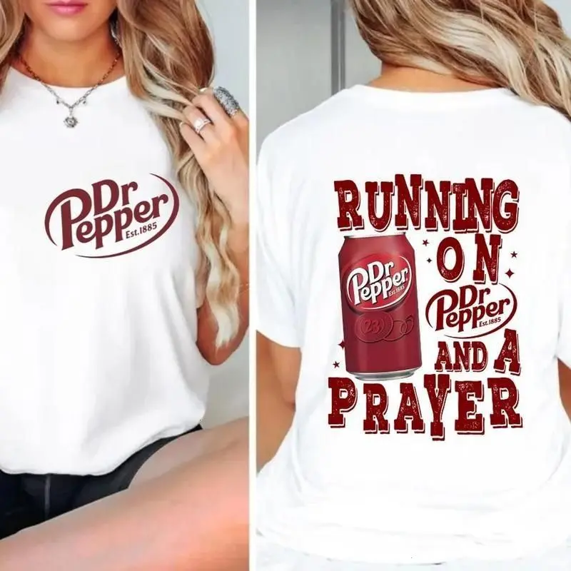 Running on Prayer And Dr. Pepper T-Shirt, Funny Vintage Dr. Pepper Tee, Dr. Pepper Inspired Tshirt, Dr Pepper 100% Cotton Top Gifts