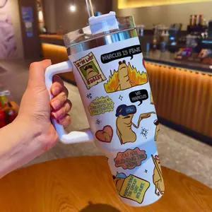 Marcus the Worm Inspired 40oz Tumbler | Funny Meme Cup with Handle & Straw | Wormcore Humor Gift | Whimsical Iced Coffee Cup