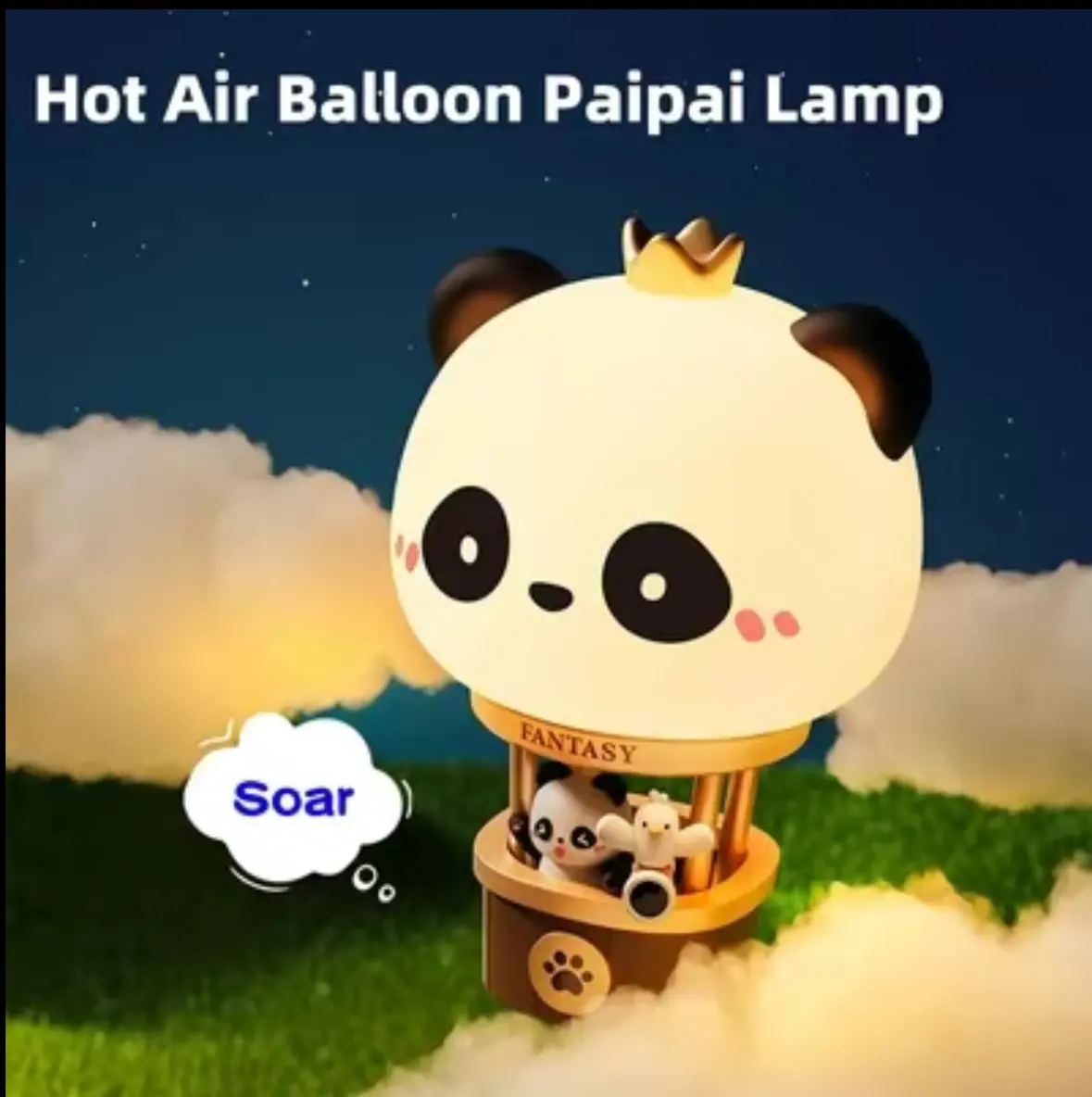 Cartoon Soft Rubber Kitten-Panda Children's Educational Night Light - Rechargeable Warm Cozy Light for Living Room
