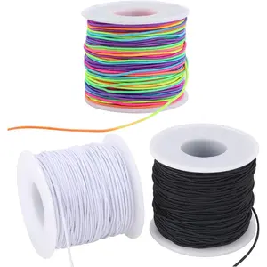 Stretchy String for Bracelets, 3 Rolls 0.8 mm 495  Sturdy Elastic String Cord for  Making, Necklaces, Beading and Crafts (0.8mm (Black&Wihte&Rainbow))