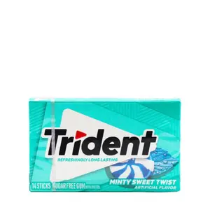 3x Trident Minty Sweet Twist Sugar Free Chewing Gum - Refreshing Mint Mints Snack Candy Flavor 14ct