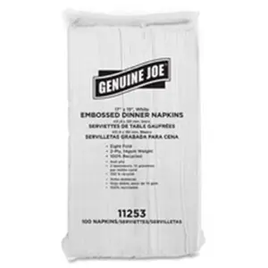 212 MAIN Genuine Joe GJO11253 Tableware Dinner Napkins - 2-Ply - 17 in. x 15 in. - 100-Pack Quantity - WE, Recycled
