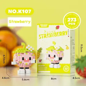 Summer Fruit Party Brick Set – Cute Cartoon Fruit Characters DIY Mini Building Blocks for Kids and Collectors Ideal for Display and Summer Fun