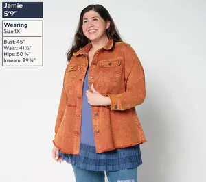 LOGO by Lori Goldstein Petite A-Line Denim Jacket