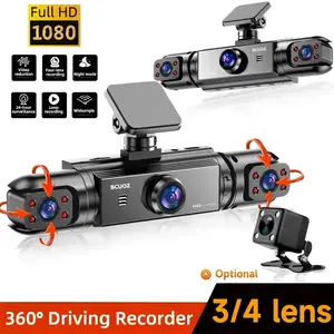 BCUOZ 360° Panoramic 3/4 Lens Full HD 1080P Dash Cam Set, 1080P Front and 720P Full Coverage Rear/Left/Right, Quad Split Screen Display, HD Night Vision, WDR, G Sensor, Loop Recording - Auto Accessories/Car Dashboard, Optional Cardless/64GB Memory Card