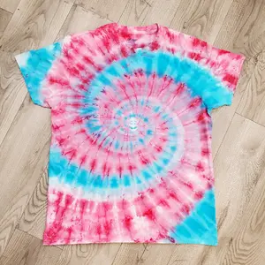 Adult Sizes Small to 2XL Random Color Center Spiral Ice Dyed Tee