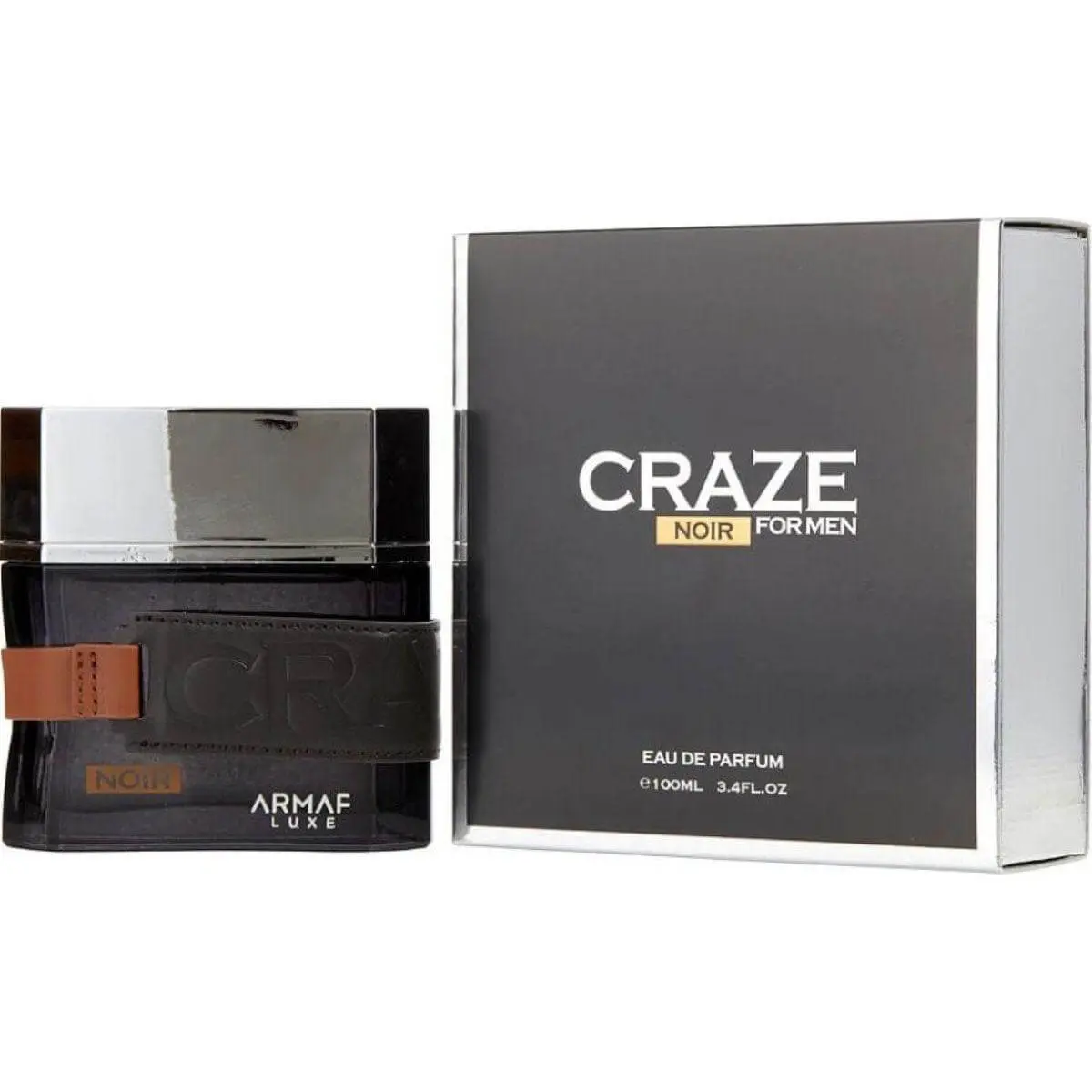 Armaf Craze Noir Men's EDP Spray Cologne - 3.4 fl oz, Bottle-Shaped, Packaged, Non-Toxic, Fresh Almond Heart, Spicy Woody Notes, Vanilla Base, Enticing Aroma, New in Box, Bottle-Shaped Men's Fragrance, Packaged Men's Fragrance