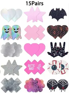 15 Pairs Multi-Purpose Sticky Bra Nipple Covers, Fabric Nipple Pasties, Disposable Sexy Nipple Covers, Cloth Nipple Protectors, Accessories