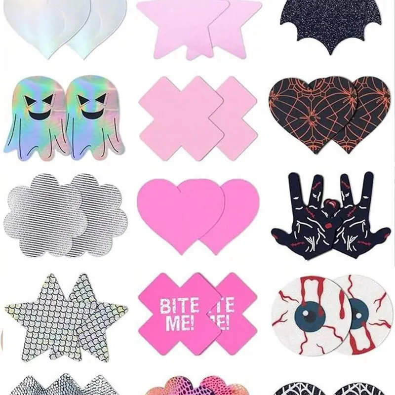 15 Pairs Multi-Purpose Sticky Bra Nipple Covers Fabric Nipple Pasties, Disposable Sexy Nipple Covers, Cloth Nipple Protectors, Adhesive Bra Accessories