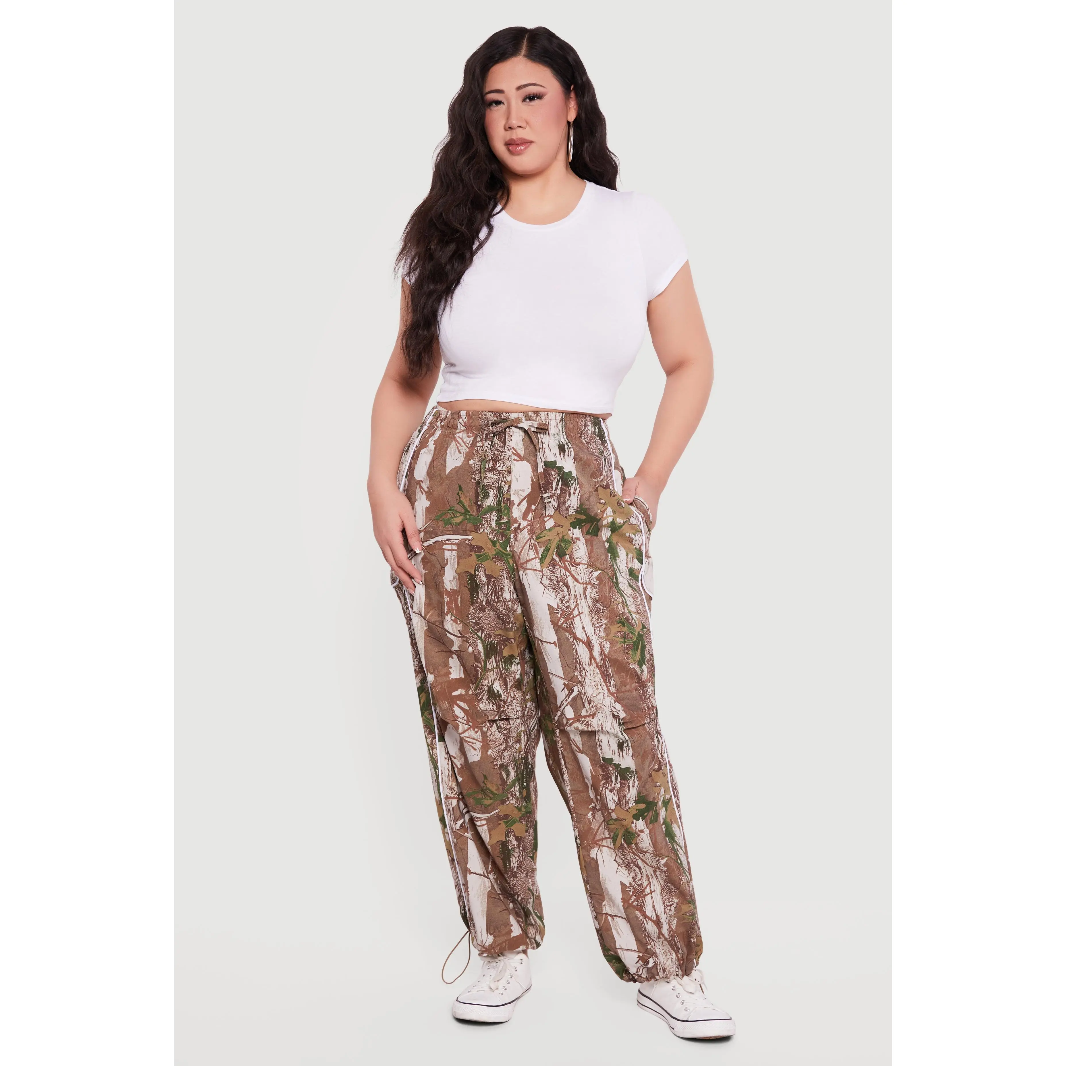 Plus Size Hunter Camo Drawstring Waist Joggers