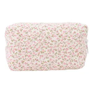 Unique Bargains 1pc Women's Portable Little Flower Pattern Makeup Bag for Travel Vacation Pink