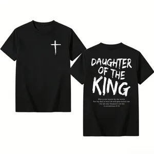 Comfortable and stylish for wearing at home or on the go King Jesus Graphic T-Shirt - Women's Soft Casual Crew Neck Short Sleeve T-Shirt, Double Sided Print, 180g Cotton, Essential for Women