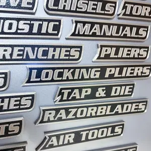 12 Pack of Magnetic Toolbox Labels, Magnetic Functionality, 3D-Printed Tool Box Labels, General Tool Box Organize Accessories, Reusable Tags for Steel Toolboxes, Carts, Drawers, and Cabinets