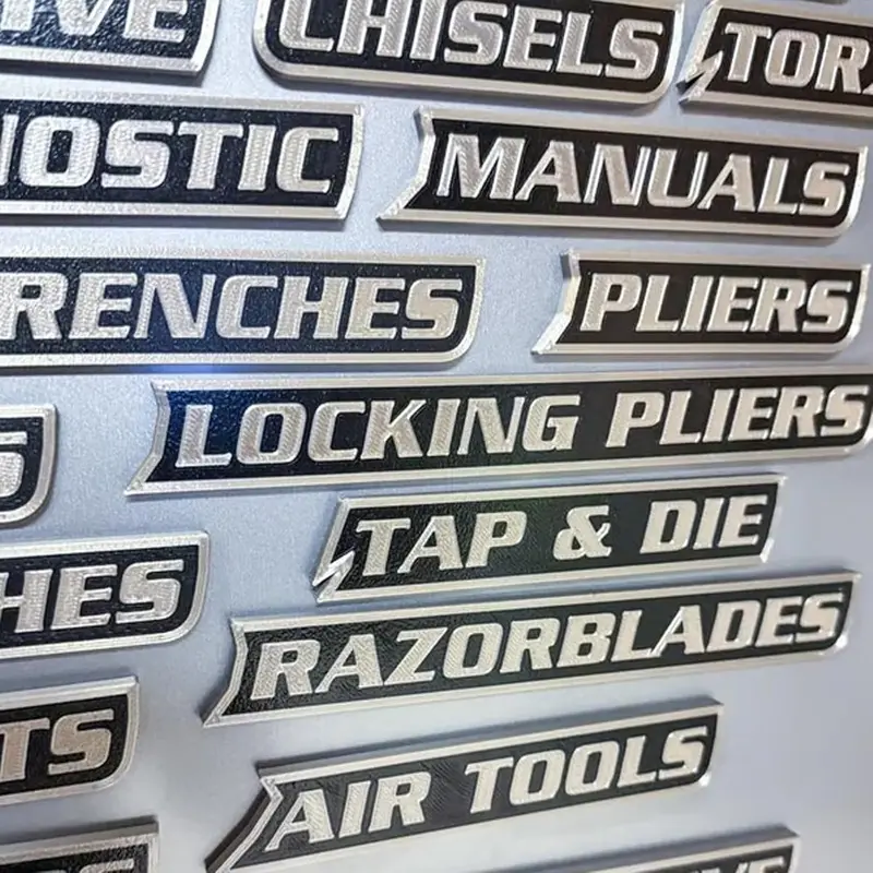 12 Pack of Magnetic Toolbox Labels, Label Set, Magnetic Functionality, 3D-Printed Tool Box Labels, General Tool Box Organize Accessories, Reusable Universal Fit Tags for Steel Toolboxes, Carts, Drawers, and Cabinets