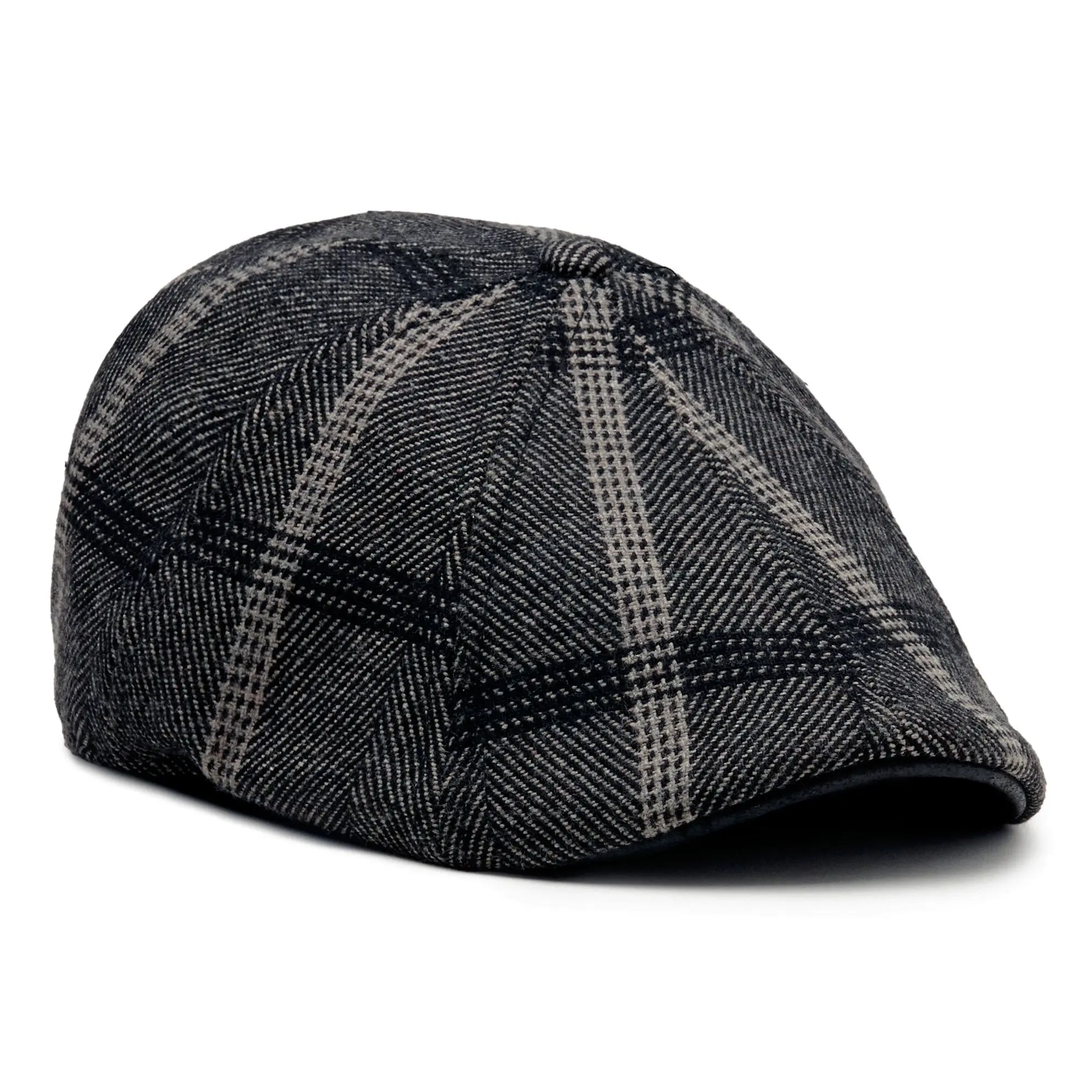 The Black Rose Peaky Boston Scally Cap - Black & Grey Plaid