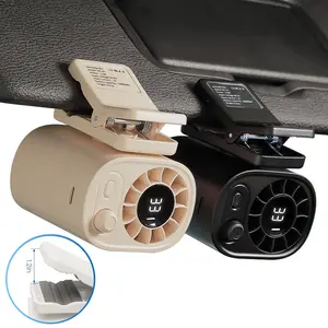 【FathersDayGift】Car Clip on Fan with LED Display, 100 Speed Adjustable, Portable USB Rechargeable 1800mAh Battery Personal Cooling Mini Fans Handheld for Umbrella, Office, Camping, Gym, Beach, Homes