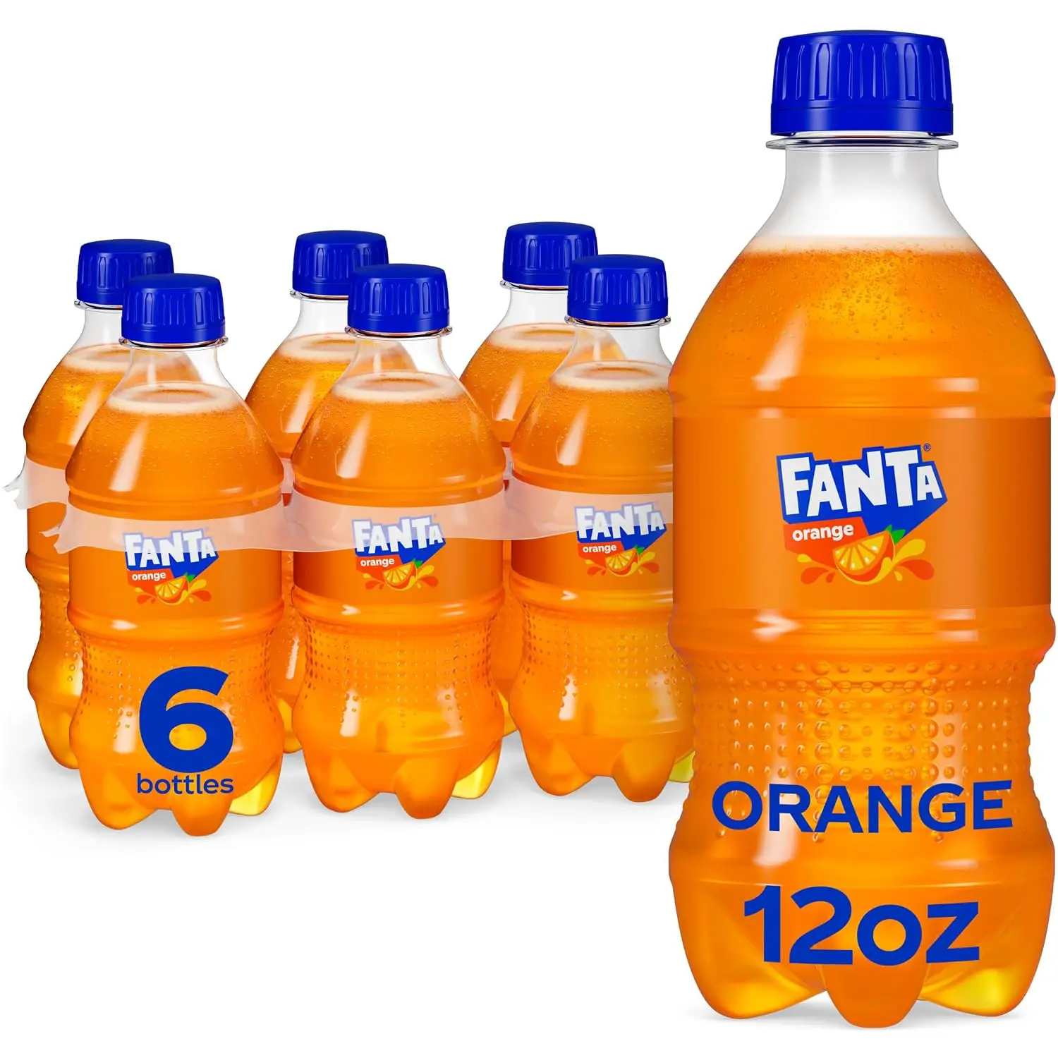 Fanta Orange Soda Soft Drink Bottles, 12 fl oz, 6 Pack | Caffeine-free, naturally flavored