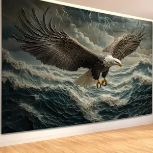 1 piece, Rustic Eagle Tapestry, 3D Polyester Wall Hanging, Large Size, Home and Office Decor, Vintage Animal Theme, No Feathers, No Power Required, Perfect Gift Idea