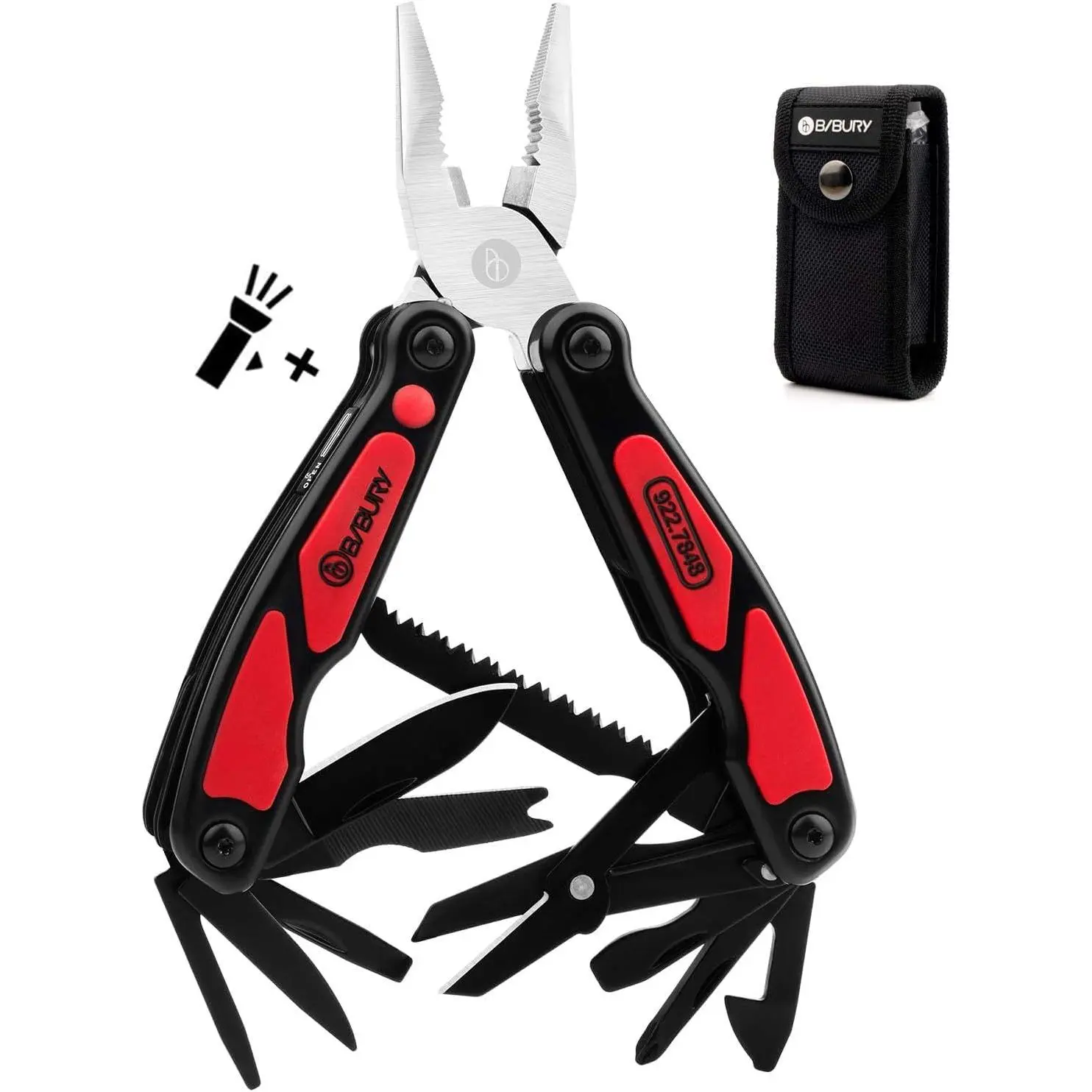 Multitool Pliers 14 in 1 Tool with Flashlight  Scissors Knife Knife Multifunctional EDC Tool for Camping Fishing Hiking, Hunting
