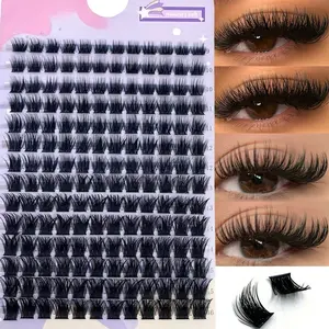 168 Clusters of Mink Fur Faux Eyelashes, 0.07mm D Curl, 9-16mm Mixed Natural, 3D DD Curl, Personal Eyelash Cluster, Eyelash Extension, Lengthening Volumizing Lashes, Puppy Lashes, Volume Curl Lashes