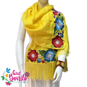 Traditional Warm and Cozy Shawl Embroidered with Fringes on Both Sides.