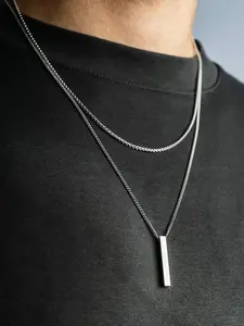 Men's Punk Style Stainless Steel Layered Necklace, Exquisite Chain Jewelry, Fashion Jewelry for Party, Daily Clothing Decor, Trendy All-match & Exquisite Jewelry for Birthday Gift