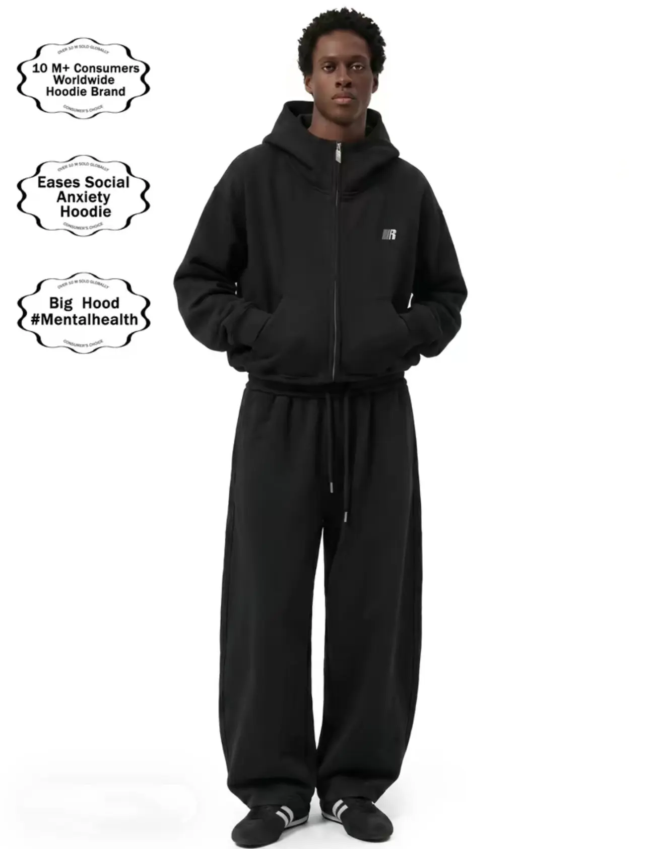 FDR GDES Eases Social Anxiety Hoodie | Big Hood Oversized Zip Up Hoodie for Men & Women | High Neck Heavyweight Embroidered Letter Sweatshirt Loose Fit Casual Basic Long Sleeve Top Streetwear Classic Pant Set #Summervibes summerwins
