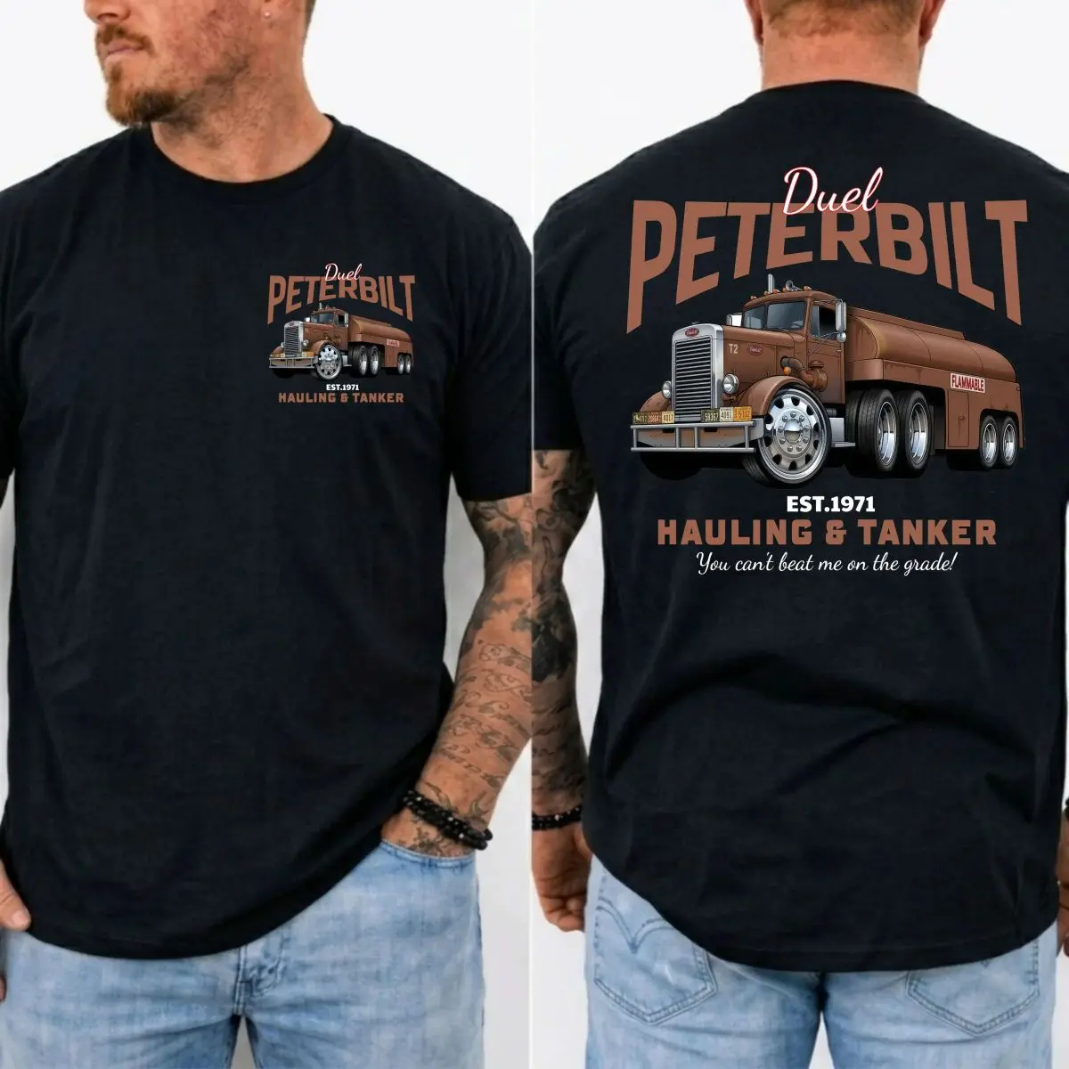 Peterbilt 281 Truck Shirt Sweatshirt Hoodie, Duel Inspired Hauling Tee, Retro Big Rig Graphic T Shirt, Gift For Truck Lovers, Unisex Sweater Pullover Tee